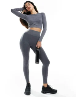 Trousers & Leggings*4505 Icon Seamless Rib Gym Leggings In Washed Grey