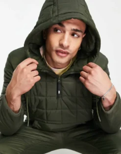 Sportswear*4505 Mb Padded Outdoor Jacket And Quilted Jogger In Khaki