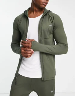 Tracksuits*4505 Mb Quick Dry Muscle Fit Hoodie And Super Skinny Jogger In Khaki