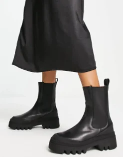 Chelsea Boots*& Other Stories Leather Chunky Sole Boots In Black