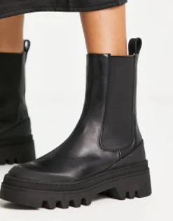 Chelsea Boots*& Other Stories Leather Chunky Sole Boots In Black