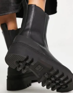 Chelsea Boots*& Other Stories Leather Chunky Sole Boots In Black