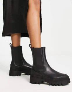 Chelsea Boots*& Other Stories Leather Chunky Sole Boots In Black
