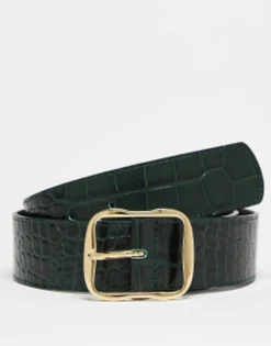 Belts*& Other Stories Mid Waist Belt In Croc Green