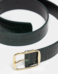 Belts*& Other Stories Mid Waist Belt In Croc Green