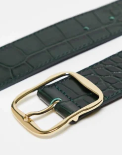 Belts*& Other Stories Mid Waist Belt In Croc Green