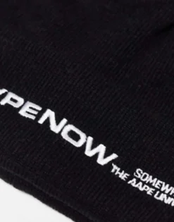 Beanies*AAPE BY A BATHING APE® Aape By A Bathing Ape Now Beanie In With Logo Embroidery And Badge Black