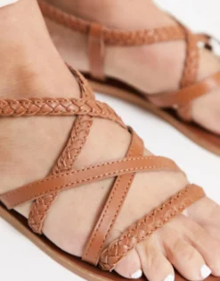 Flat Sandals*Accessorize Plaited Strappy Sandal In Tan
