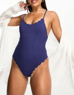Swimwear & Beachwear*Accessorize Scallop Swimsuit In Navy
