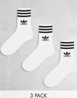 Socks & Tights*adidas Originals 3 Pack Mid Cut Socks In White