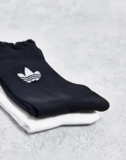 Gifts*adidas Originals 2 Pack Ruffle Socks In Black And White Multi