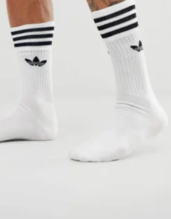 Gifts*adidas Originals Adicolor Trefoil 3 Pack Crew Socks In White