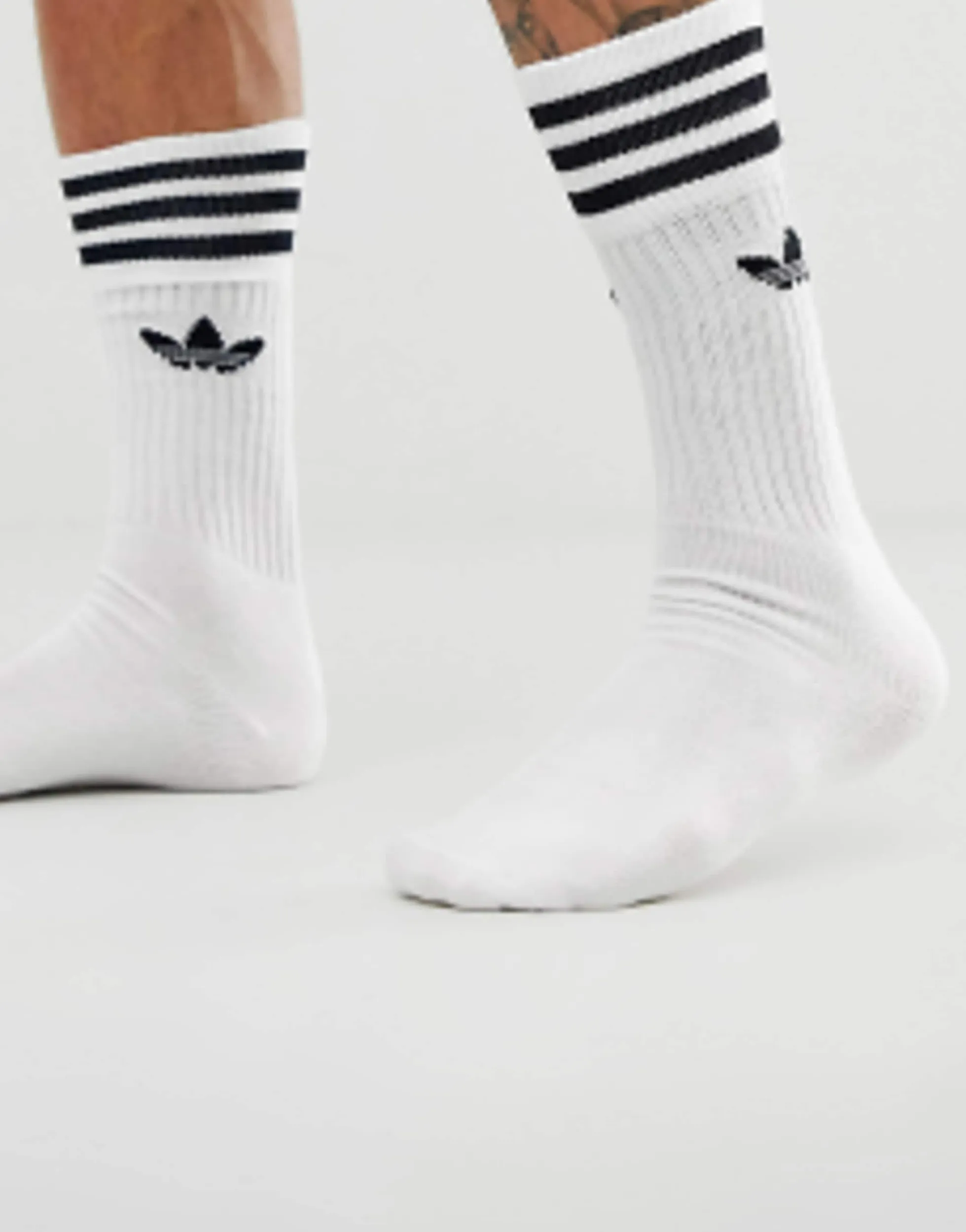 Gifts*adidas Originals Adicolor Trefoil 3 Pack Crew Socks In White