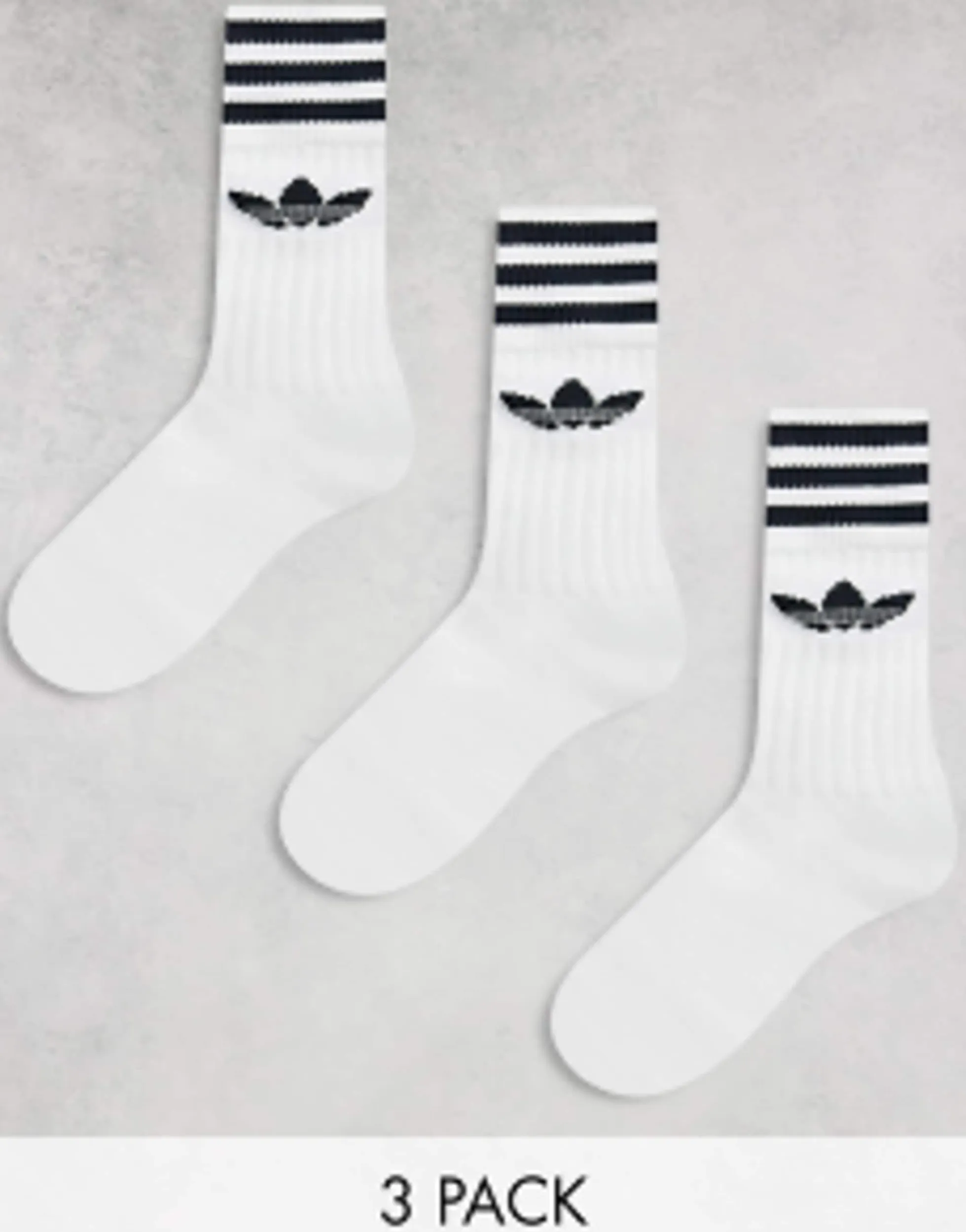 Gifts*adidas Originals Adicolor Trefoil 3 Pack Crew Socks In White