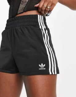 Shorts*adidas Originals Adicolor Three Stripe High Waisted Shorts In Black
