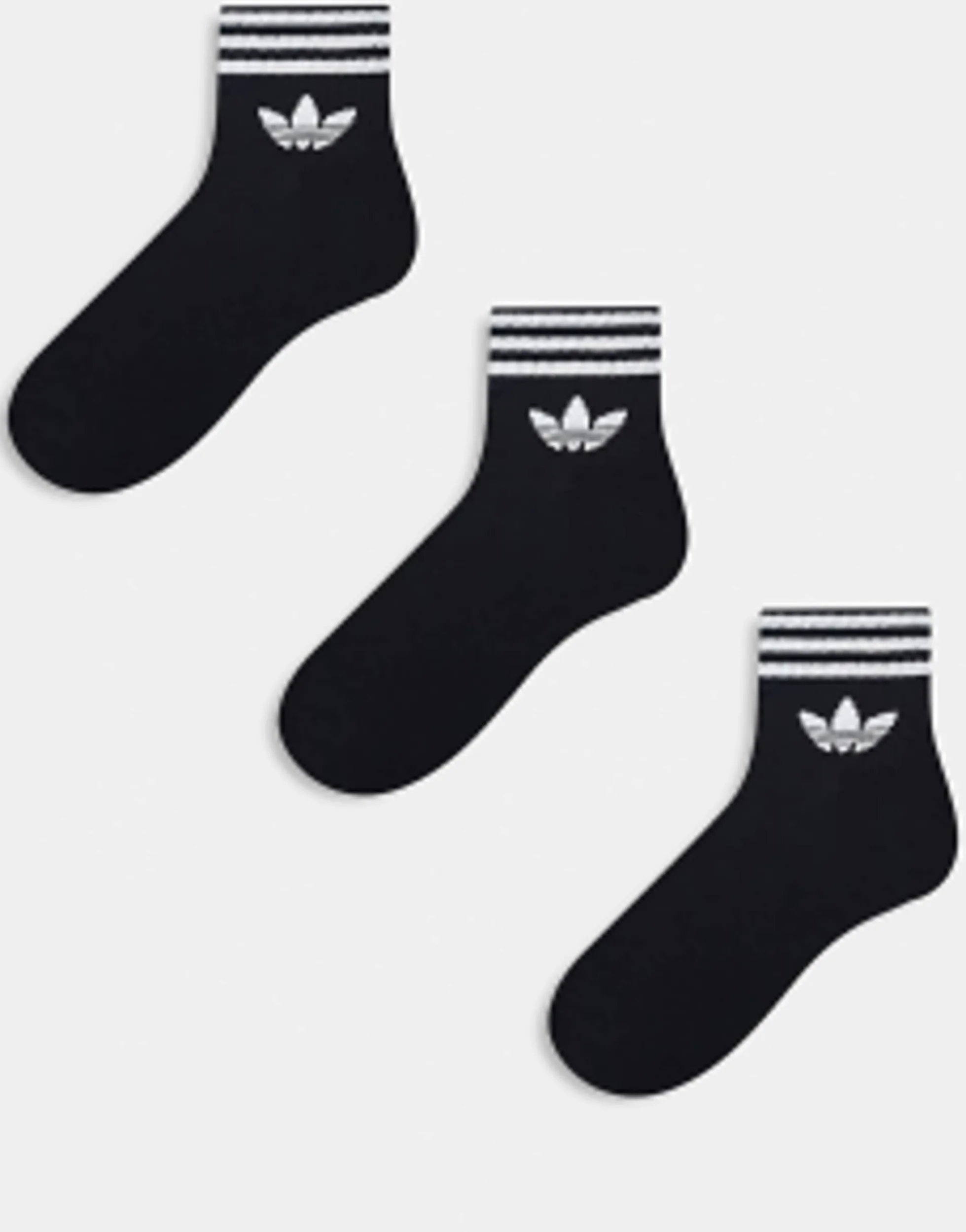 Socks & Tights*adidas Originals Adicolor Trefoil 3 Pack Ankle Socks In Black