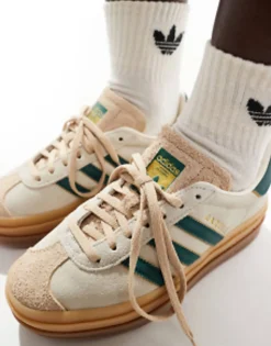 Sportswear*adidas Originals Gazelle Bold Platform Trainers In /Green With Gum Sole Cream