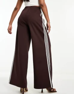 Trousers & Leggings*adidas Originals Three Stripe Wide Leg Trousers In Shadow Brown