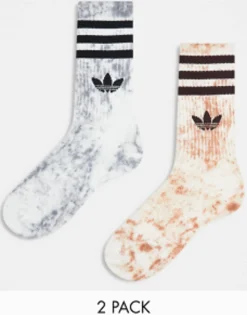 Multipacks*adidas Originals Tie Dye 2 Pack Socks In Olive/Navy Multi