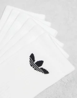 Gifts*adidas Originals Trefoil 6 Pack Socks In White