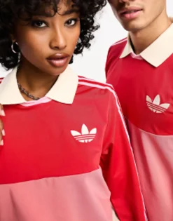 Polo Shirts*adidas Originals Unisex Adicolor 70'S Long Sleeve Polo Top In Red Better Scarlet