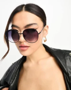 Sunglasses*Aire Atria Oversized Circle Sunglasses In Black