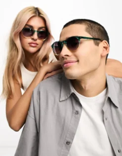 Sunglasses*AJ Morgan Grad School Retro Round Festival Sunglasses In Two-Tone Green