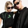 Sunglasses*AJ Morgan Rectangle Sunglasses In With Gold Trims Black