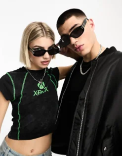 Sunglasses*AJ Morgan Rectangle Sunglasses In With Gold Trims Black
