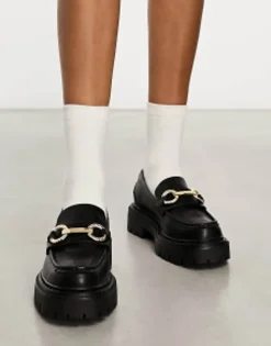 Loafers*ALDO Baberiel Chunky Loafers With Gold Trim In Black