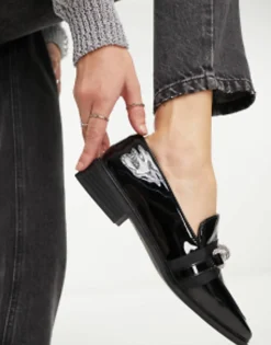 Loafers*ALDO Encore Embellished Loafers In Patent Black