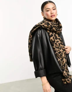 Scarves*ALDO Fischile Leopard Print Scarf Brown