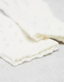 Gloves*ALDO Shaniee Pearl Embellished Gloves In White