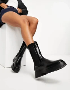 Chelsea Boots*AllSaints Amber Leather Chunky Tall Chelsea Boots In Black