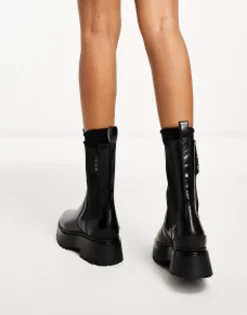 Chelsea Boots*AllSaints Amber Leather Chunky Tall Chelsea Boots In Black