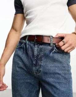 Gifts*AllSaints 35Mm Leather Belt In Brown Bitter Brown