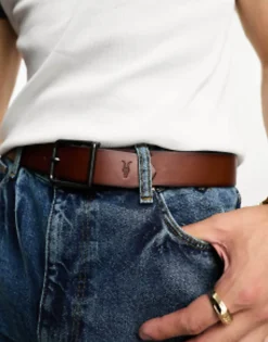 Gifts*AllSaints 35Mm Leather Belt In Brown Bitter Brown