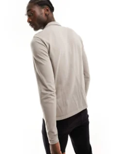 Polo Shirts*AllSaints Reform Long Sleeve Polo Top In Beige Stone Taupe