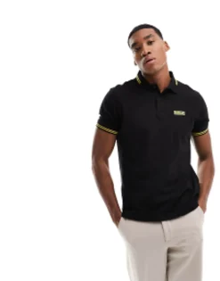 Polo Shirts*Barbour International Essential Tipped Short Sleeve Polo Shirt In Black/Yellow