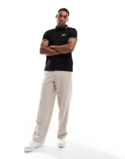 Polo Shirts*Barbour International Essential Tipped Short Sleeve Polo Shirt In Black/Yellow