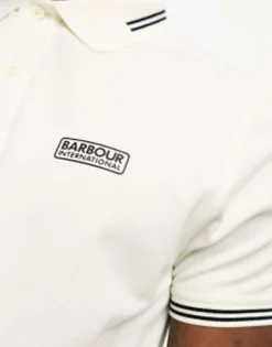Polo Shirts*Barbour International Essential Tipped Short Sleeve Polo Shirt In Off White Whisper White