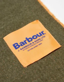 Scarves*Barbour X Exclusive Unisex Two Tone Scarf In Olive & Orange Dusty Olive