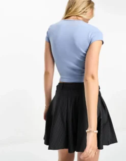 Multipacks*Bershka Baby Tee 2 Pack In Steel Blue And Stone White