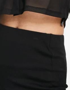 Skirts*Bershka Midi Skirt With Front Slit In Black