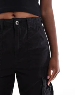 Trousers & Leggings*Bershka Straight Leg Cargo Trousers In Black
