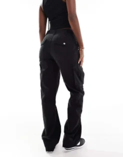 Trousers & Leggings*Bershka Straight Leg Cargo Trousers In Black