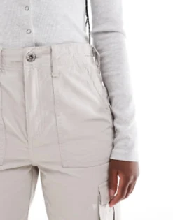 Trousers & Leggings*Bershka Straight Leg Cargo Trousers In Stone Grey