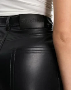 Trousers & Leggings*Bershka Straight Leg Faux Leather Trousers In Black