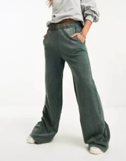 Tracksuits & Joggers*Bershka Wide Leg Joggers In Acid Wash Blue