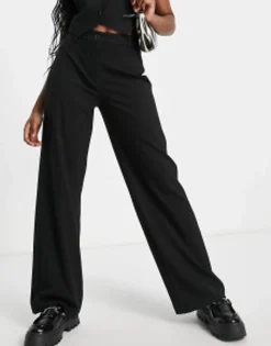 Trousers & Leggings*Bershka Wide Leg Slouchy Dad Tailored Trousers In Black